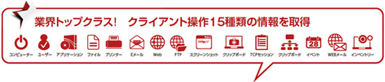 PC操作15種類 のログを取得
